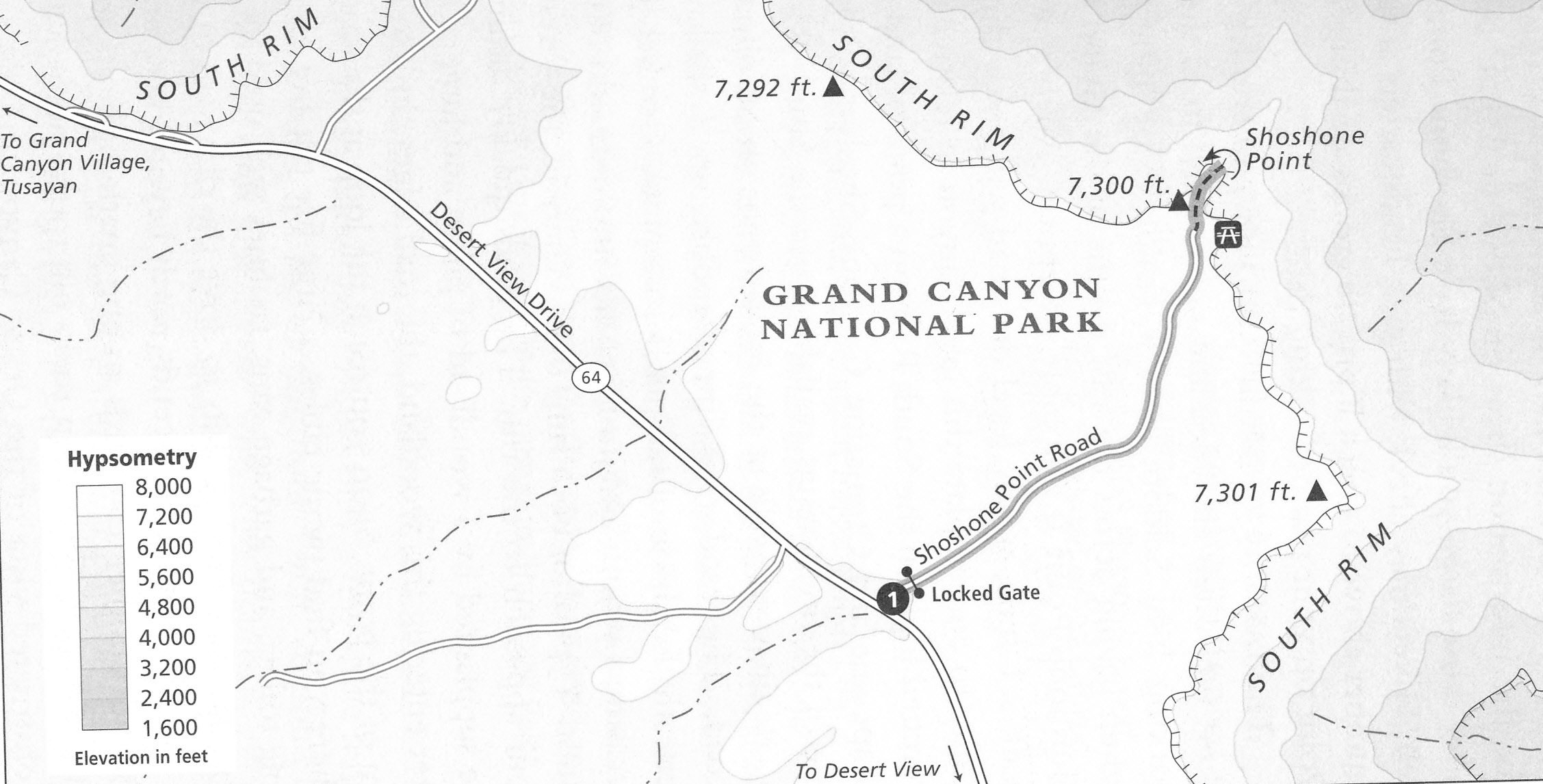 Shoshone Point Trail Map